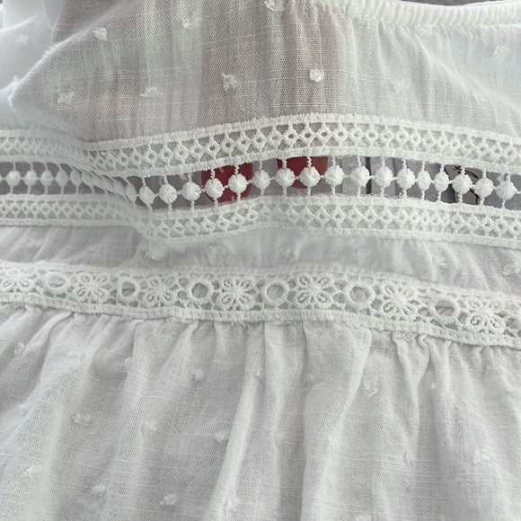 GYPSIES & MOONDUST women’s boxy fit semisheer white swiss dot crochet top size L - Picture 9 of 11